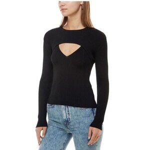 NWT WAYF Clifton Cutout Rib Sweater 2 Piece Black Sz M